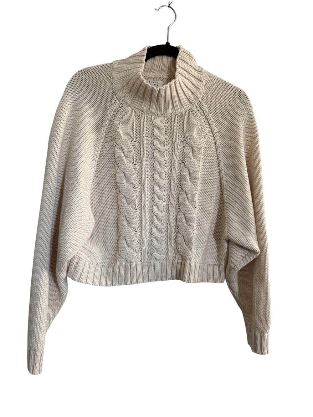 BILLABONG Salty Blonde Salty Day Cropped Sweater Cream cable knit heavy #NE293